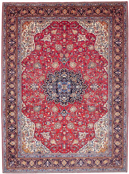 Tappeto Sarough Persia Medaglione Rosso Blu 264x360 Cm