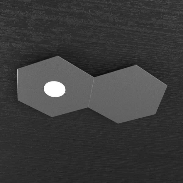 Plafoniera Moderna 2 Moduli Hexagon Metallo Grigio Antracite 1 Luce Led 12W