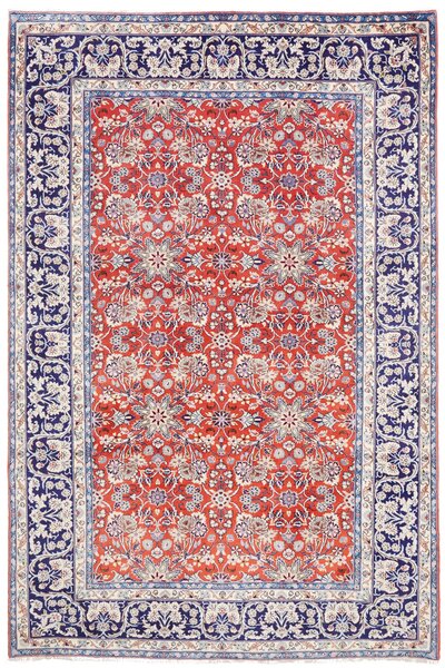 Tappeto Kashan Persia Floreale Rosso Blu Scuro 197x295 Cm