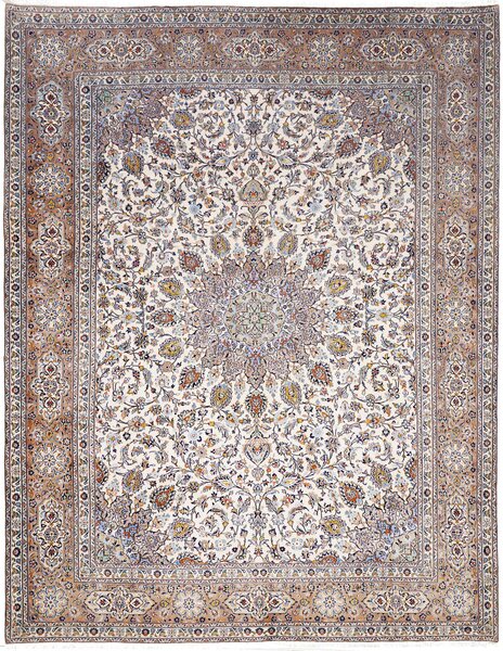 Tappeto Kashan Persia Medaglione Avorio Terra 300x390 Cm