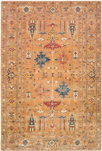 Tappeto Kazak Fine Pakistan Geometrico Terracotta Blu 209x305 Cm