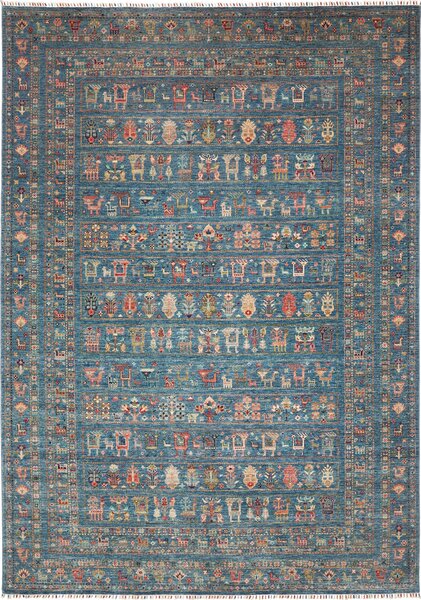 Tappeto Rubin Pakistan Astratto Blu Petrolio Multicolore 248x347 Cm