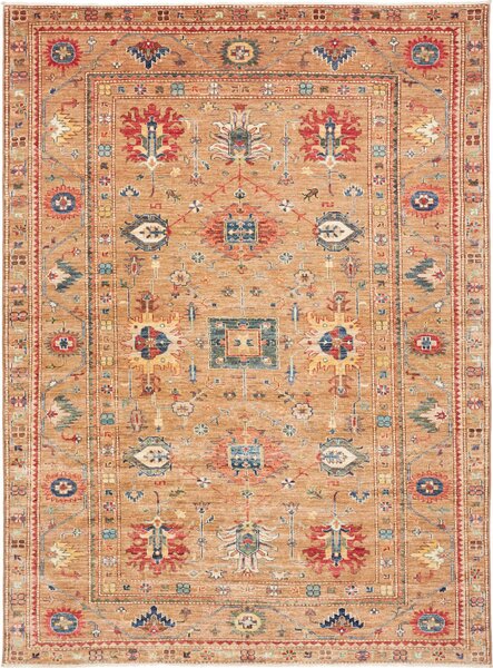 Tappeto Kazak Fine Pakistan Geometrico Cammello Rosso 205x296 Cm