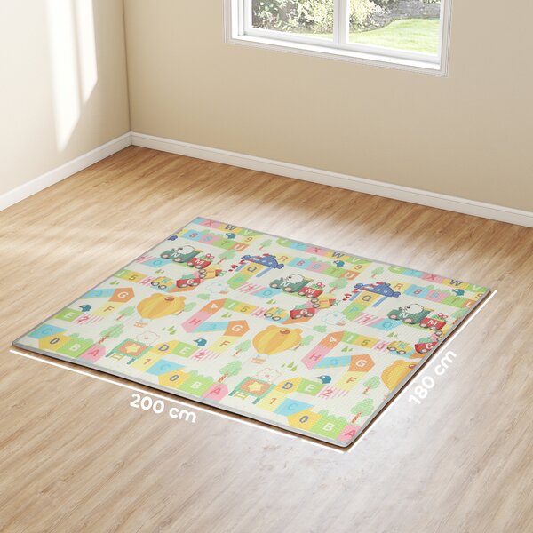 AIYAPLAY Tappeto per Bambini con Lettere dell'Alfabeto e Superficie Impermeabile in XPE Multicolore, 194x176.5x1.5 cm | Aosom Italy