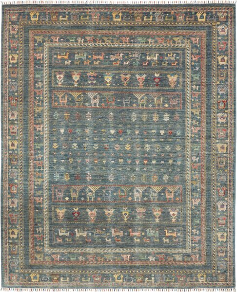 Tappeto Rubin Pakistan Astratto Blu Petrolio Policromo 203x242 Cm