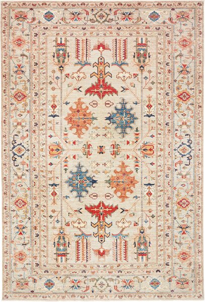 Tappeto Kazak Fine Pakistan Astratto Beige Rosso 200x299 Cm