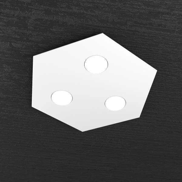 Plafoniera Moderna Esagonale Hexagon Metallo Bianco 3 Luci Led 12X3W