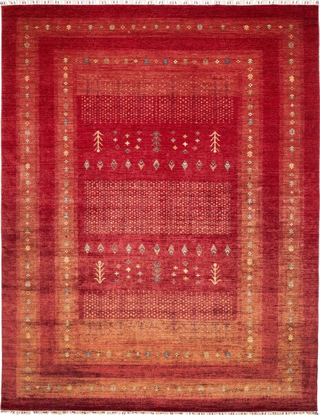 Tappeto Siva Pakistan Geometrico Rosso Terracotta Arancio 282x359 Cm