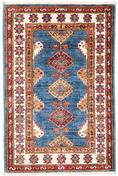 Tappeto Kazak Fine Pakistan Astratto Blu Rosso 63x94 Cm