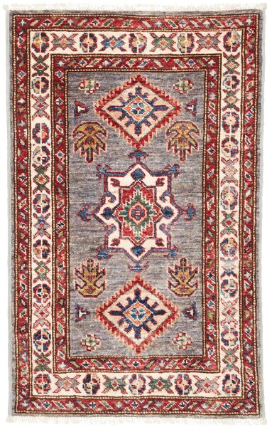 Tappeto Kazak Fine Pakistan Geometrico Grigio Rosso 56x90 Cm