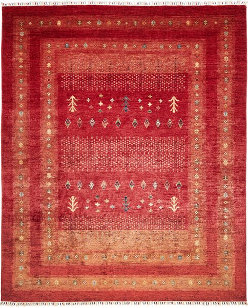 Tappeto Siva Pakistan Geometrico Rosso Ocra 245x297 Cm