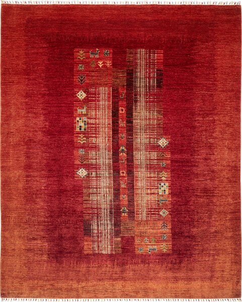 Tappeto Siva Pakistan Geometrico Rosso Terracotta Abrash 247x300 Cm