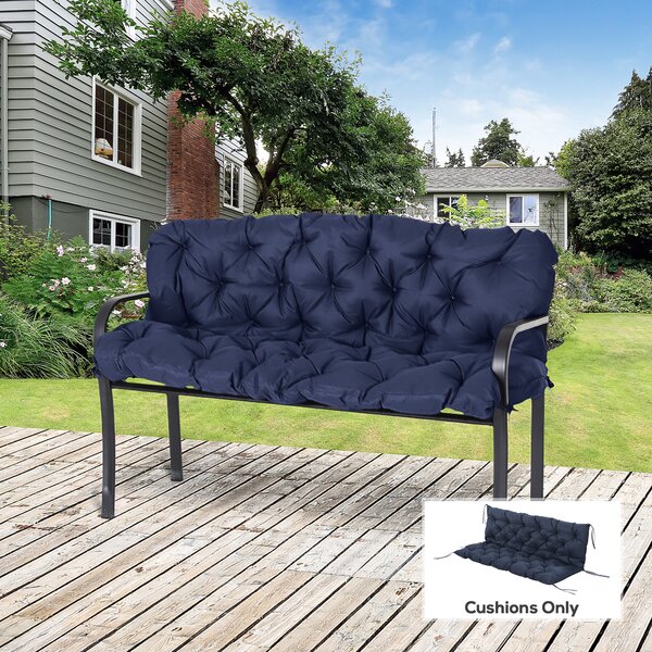 Outsunny Cuscino da Giardino in Stile Capitonné con 6 Lacci, in Cotone e Poliestere, 150x98x8 cm, Blu Scuro | Aosom Italy