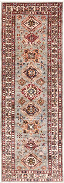 Tappeto Kazak Fine Pakistan Astratto Grigio-azzurro Rosso 80x244 Cm