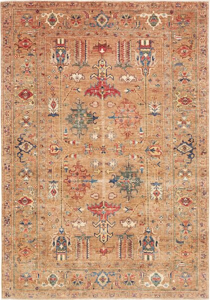 Tappeto Kazak Fine Pakistan Astratto Beige Rosso 170x241 Cm
