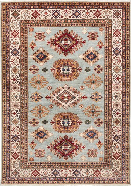 Tappeto Kazak Fine Pakistan Geometrico Azzurro Rosso 171x246 Cm