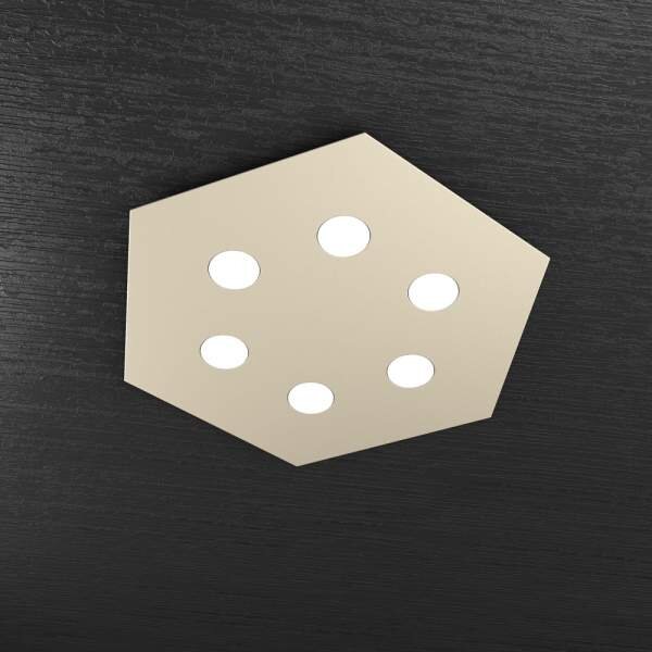 Plafoniera Moderna Esagonale Hexagon Metallo Sabbia 6 Luci Led 12X6W