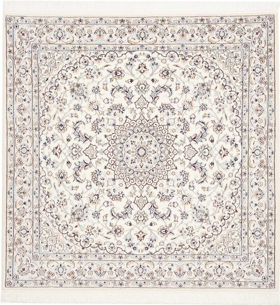 Tappeto Nain 9la Persia Medaglione Avorio Blu 150x150 Cm