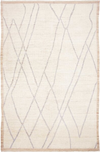 Tappeto Gabbeh Marrakech Persia Geometrico Crema Grigio Chiaro 200x313 Cm