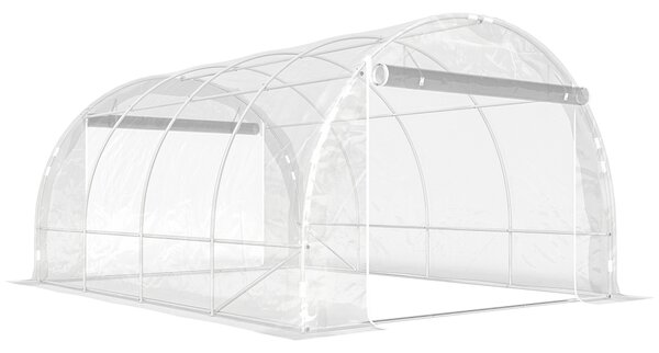 Outsunny Serra a Tunnel 3x4x2 m con Porte Avvolgibili, Telaio in Acciaio e Copertura in PE Anti-UV, Trasparente | Aosom Italy