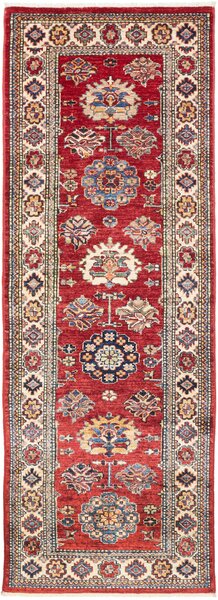 Tappeto Kazak Fine Pakistan Geometrico Rosso Blu 76x203 Cm