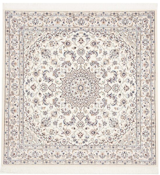 Tappeto Nain 9la Persia Medaglione Crema Blu 145x146 Cm