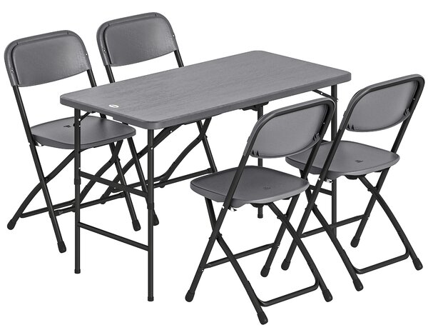 Outsunny Set Tavolo e Sedie da Giardino Pieghevole 5 Pezzi Grigio | Aosom Italy