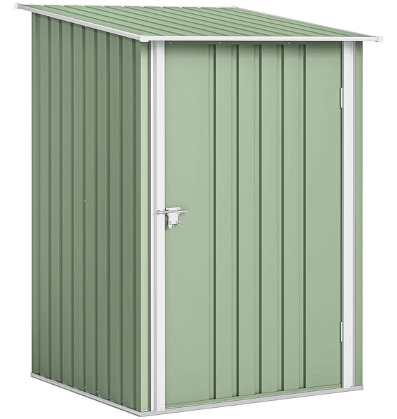 Outsunny Casetta da Giardino con Porta e tetto inclinato, Capanno Porta Attrezzi in Acciaio, 100x104x160 cm, Verde Chiaro | Aosom Italy