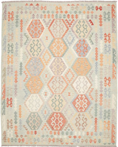 Tappeto Kilim Afghanistan Geometrico Verde Acqua Policromo 244x303 Cm