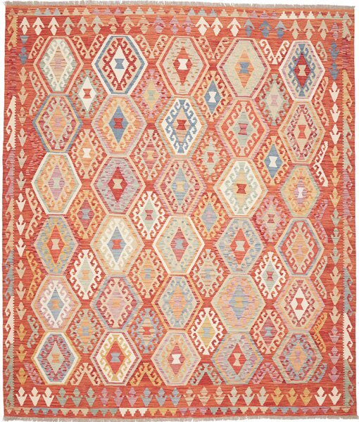 Tappeto Kilim Afghanistan Geometrico Terracotta Multicolore 255x294 Cm
