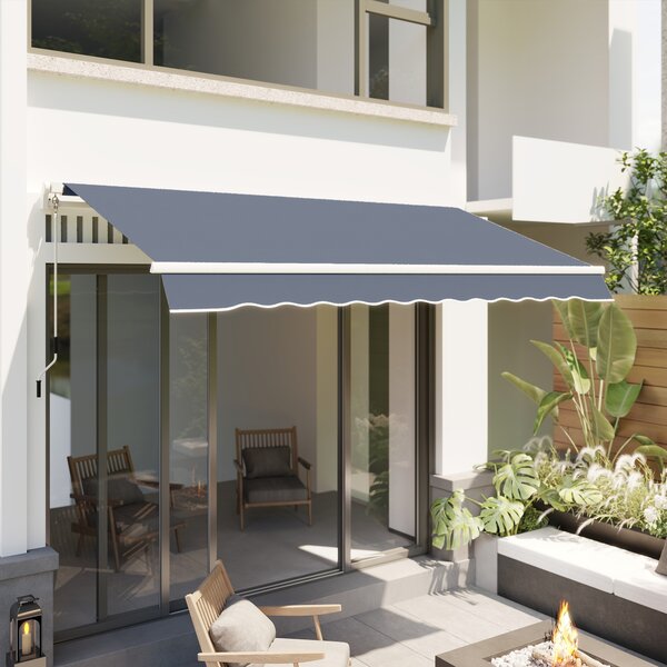 Outsunny Tenda da Sole a Bracci Avvolgibile con Apertura a Manovella in acciaio per Esterno, 360x250 cm, Grigio | Aosom Italy