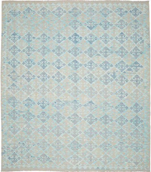 Tappeto Kilim Afghanistan Astratto Azzurro Beige 256x299 Cm