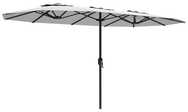 Outsunny Ombrellone Doppio a 12 Stecche con Manovella, in Metallo e Poliestere, 4.6x2.7 m, Bianco | Aosom Italy