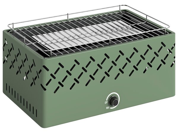 Outsunny Barbecue Portatile a Carbone con Ventilatore Integrato per Esterni, Verde Chiaro | Aosom Italy