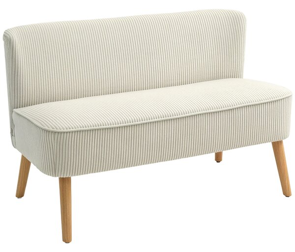 HOMCOM Divano 2 posti Imbottitura Morbida, Rivestimento Facile da Pulire e Portata fino a 150 kg, 117x56,5x77 cm, Bianco Crema | Aosom Italy