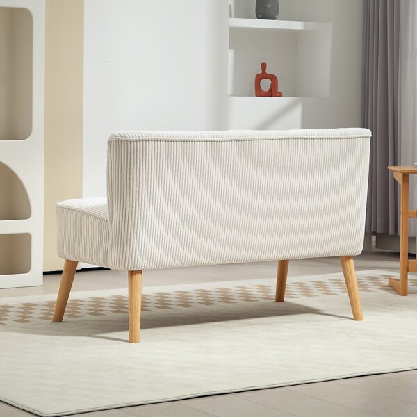 HOMCOM Divano 2 posti Imbottitura Morbida, Rivestimento Facile da Pulire e Portata fino a 150 kg, 117x56,5x77 cm, Bianco Crema | Aosom Italy