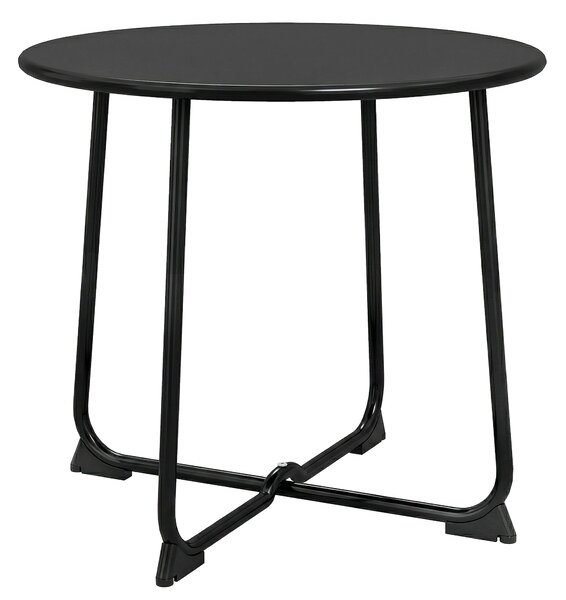Outsunny Tavolino da Caffè da Esterno Rotondo 50 cm, Tavolo in Metallo con Base a X e Piedini Antiscivolo, Nero | Aosom Italy