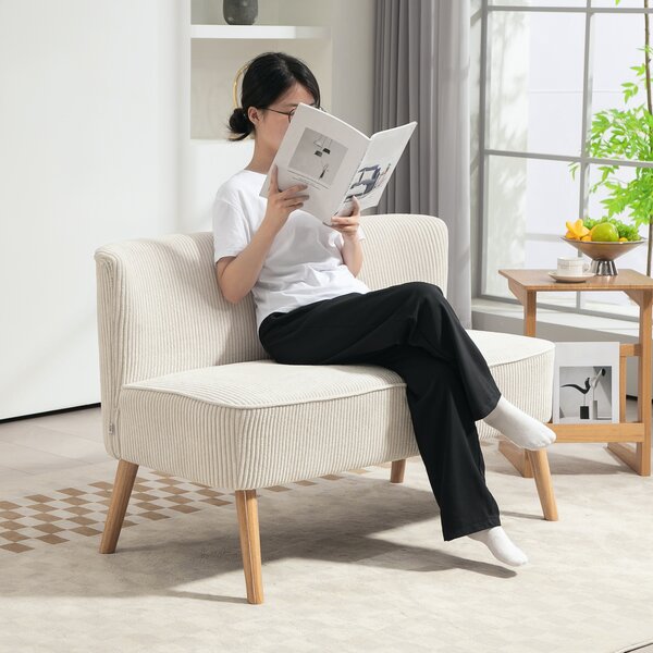 HOMCOM Divano 2 posti Imbottitura Morbida, Rivestimento Facile da Pulire e Portata fino a 150 kg, 117x56,5x77 cm, Bianco Crema | Aosom Italy