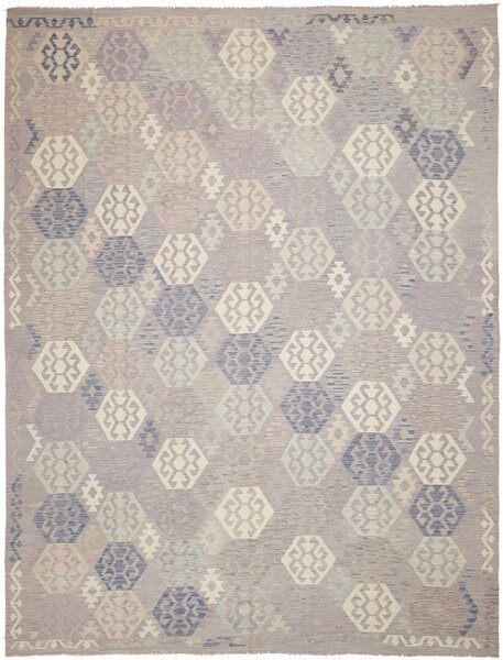 Tappeto Kilim Afghanistan Astratto Lilla Blu 301x389 Cm