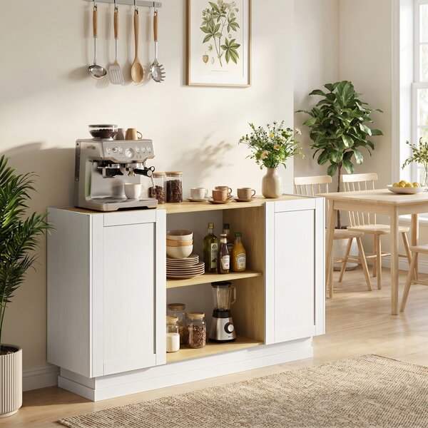 HOMCOM Credenza da 133 cm con 2 Ripiani Aperti e 2 Armadietti | Aosom Italy