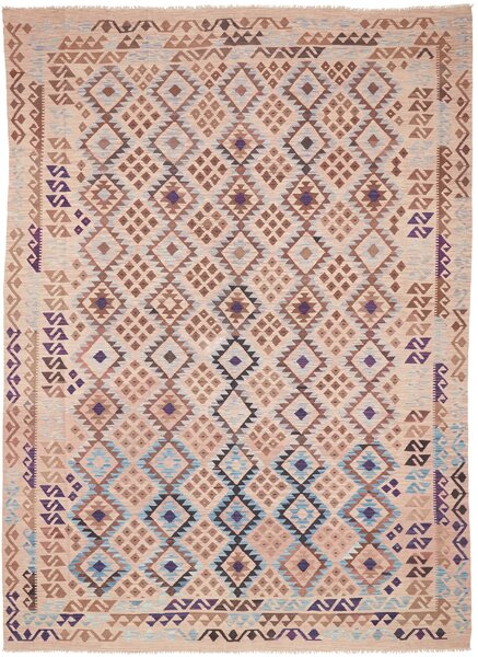 Tappeto Kilim Afghanistan Astratto Beige Marrone 242x340 Cm
