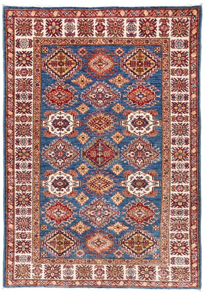 Tappeto Kazak Fine Pakistan Astratto Blu Rosso 123x173 Cm