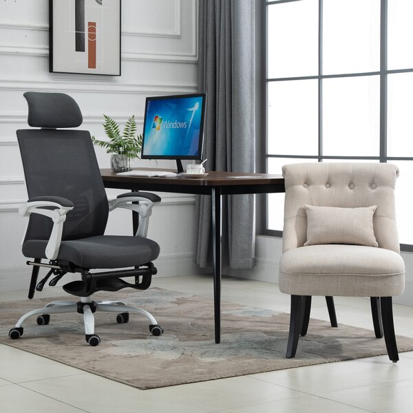 HOMCOM Poltrona Imbottita Morbida con Cuscino Lombare, per Leggere e Riposare, Rivestimento in Tessuto Effetto Lino, 52,5x69x77 cm, Bianco Crema | Aosom Italy