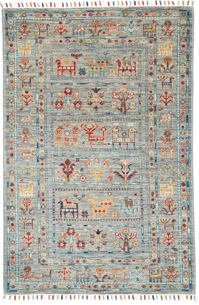 Tappeto Rubin Pakistan Geometrico Azzurro Grigio 80x120 Cm