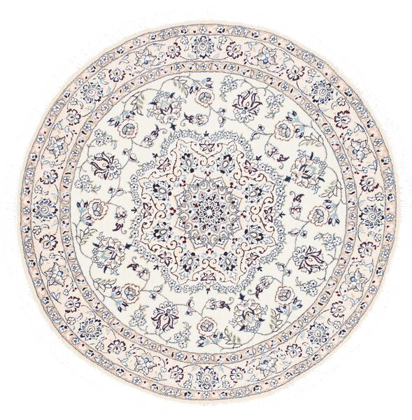 Tappeto Nain 9la Persia Medaglione Avorio Blu 105x105 Cm