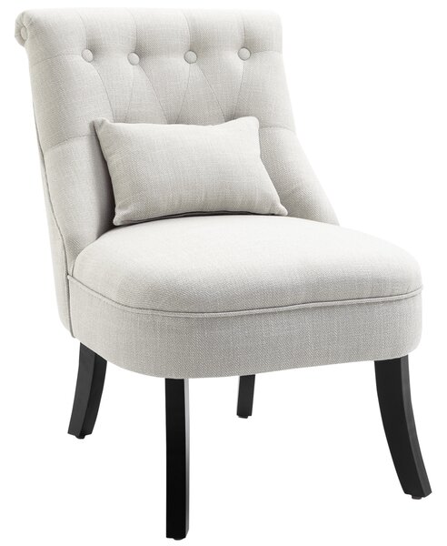 HOMCOM Poltrona Imbottita Morbida con Cuscino Lombare, per Leggere e Riposare, Rivestimento in Tessuto Effetto Lino, 52,5x69x77 cm, Bianco Crema | Aosom Italy