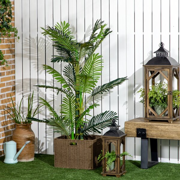 HOMCOM Pianta Palma Artificiale con Sovravaso, 19,5x19,5x150 cm, Verde e Nero | Aosom Italy
