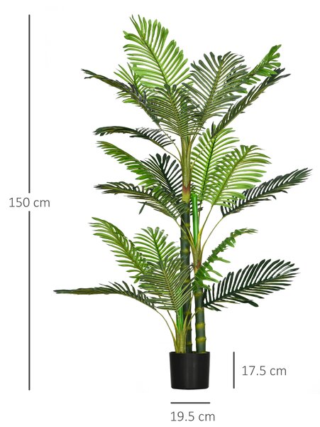 HOMCOM Pianta Palma Artificiale con Sovravaso, 19,5x19,5x150 cm, Verde e Nero | Aosom Italy