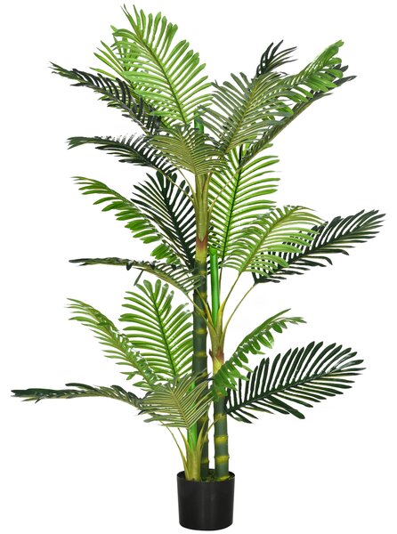 HOMCOM Pianta Palma Artificiale con Sovravaso, 19,5x19,5x150 cm, Verde e Nero | Aosom Italy