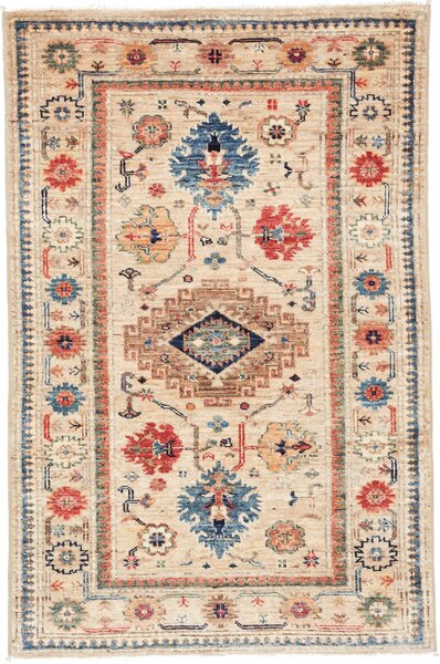 Tappeto Kazak Fine Pakistan Medaglione Beige Blu 80x122 Cm
